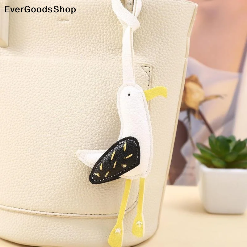 NewPU Leather Seagull Pendant Patchwork Keychain Cute Bag Ornament Backpack Decoration Gift