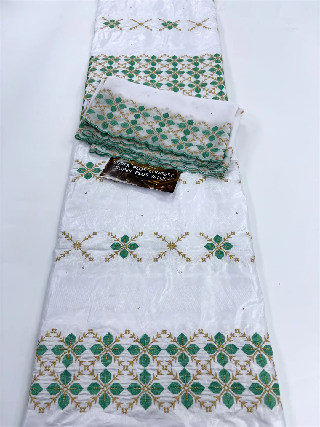 

African Basin Riche Brode Fabric With Scarf Latest Fashion 5+2 yards Embroidery Basin Lace Fabric For Wedding Party Dress