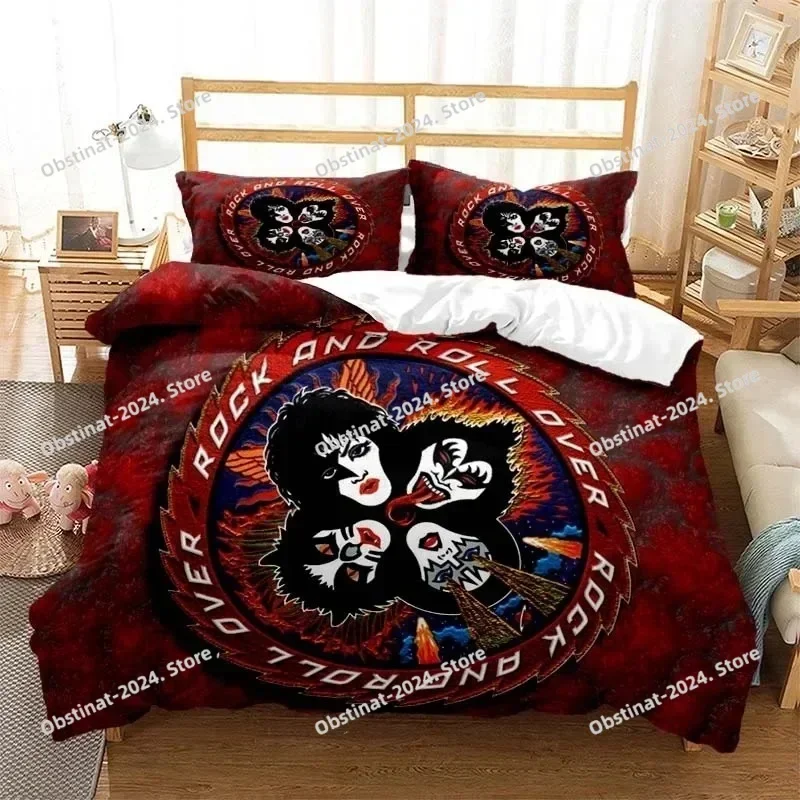 Kiss Rock Band Printed Bed Set Duvet Cover Pillowcase Bedding Set Bed Linen Sheet Quilt Cover Full Queen King Size