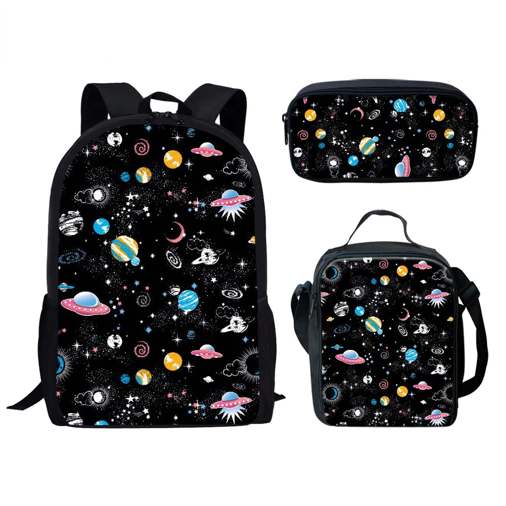 Hip Hop Youthful Fantasy Space Astronaut 3D Print 3pcs/Set Student Travel bags Laptop Daypack Backpack Lunch Bag Pencil Case