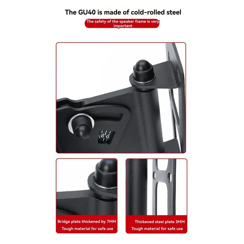 A45U Heavy-Duty Speaker Wall Mount, Universal Adjustable With Tilt And Swivel For Bookshelf