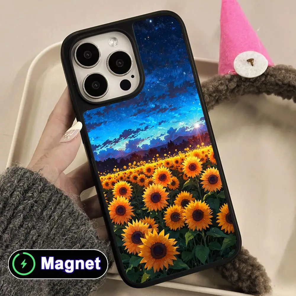 

Sunflowers Art Phone Case for iPhone 17 16 15 14 13 12 11 Air Pro Max Plus Matte Surface Magsafe Cover