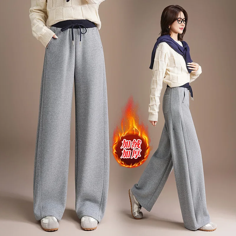 سروال Scimitar مبطن بالصوف برباط خصر مرن للنساء سروال كاجوال للتخسيس