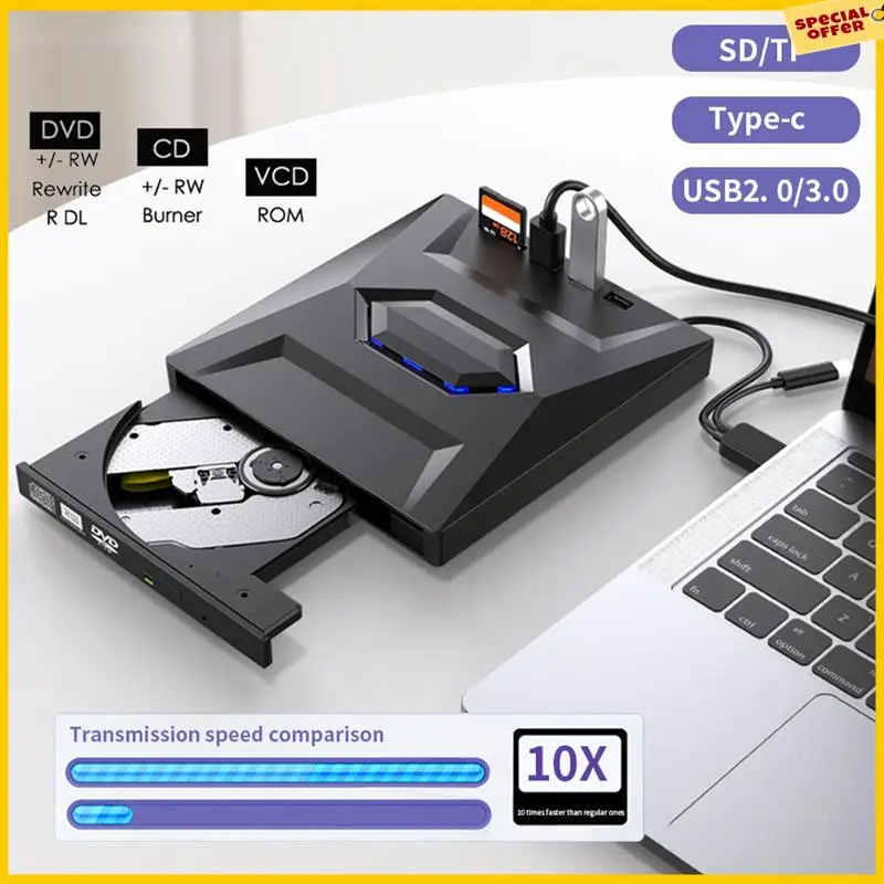 A25P Externe DVD CD-schrijver Brander CD- en dvd-speler Type C/USB3.0 Externe DVD CD-drive voor pc Laptop Windows 11/10/8/7