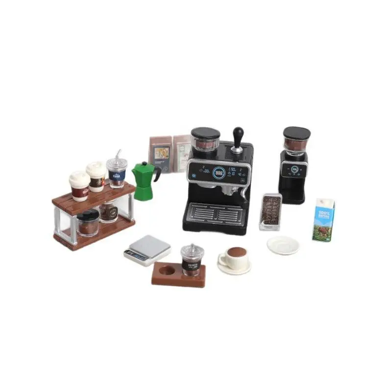 1:12 Dollhouse Miniature Coffee Machine Cup Set Durable Drop-Resistant Kitchen Model Toy for Kids Daily Play Dollhouse Decor view 6