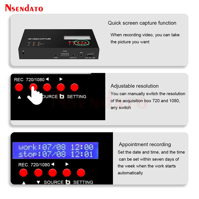 Ezcap283S YPbPr AV صندوق تسجيل الفيديو 1080P HDMI لعبة فيديو بطاقة التقاط الصوت والفيديو مسجل صندوق الوقت جدول تسجيل ل XBOX PS4 PC