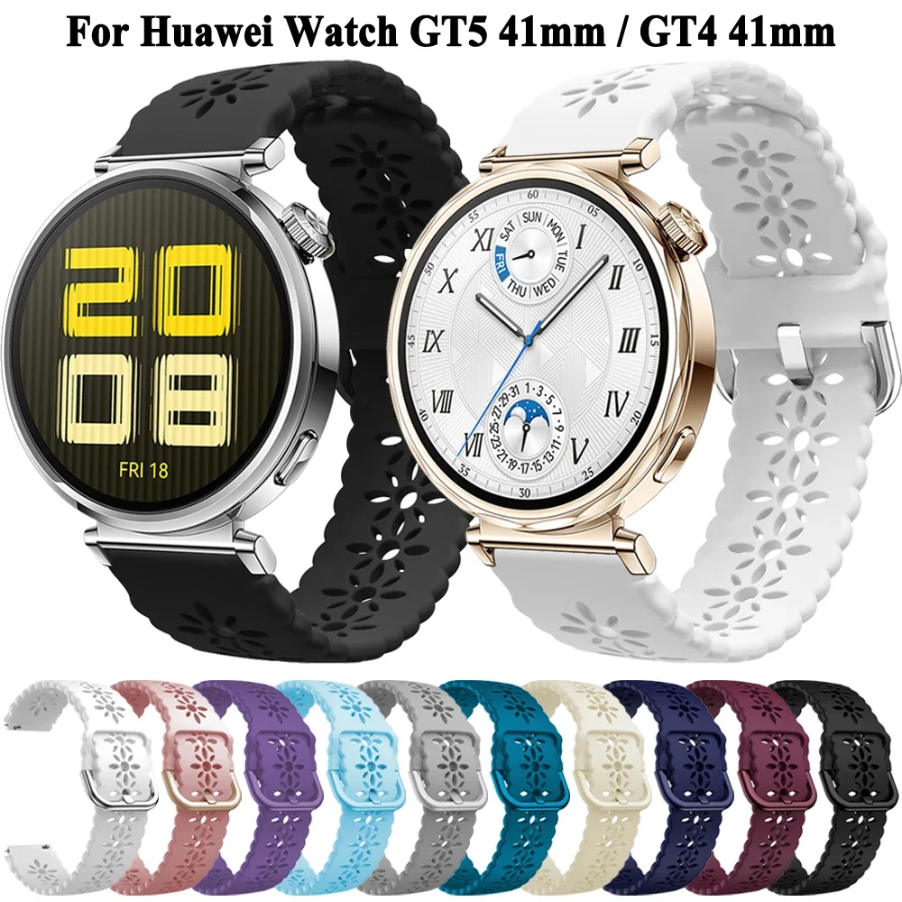 18mm Width Women Watch Strap Watchband For Huawei Watch GT5 Pro 42mm GT4 41mm GT 5 4 41mm Silicone Band Bracelet Accessories