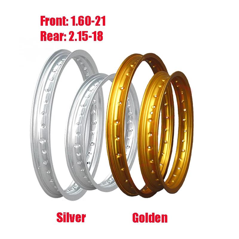 

Modified Motorcycle Alloy Wheel Rim 1.60-21 2.15-18 for Honda Shinery Yamaha KTM Kayo Suzuki 36 Holes Gold/Silver Aluminum Wheel