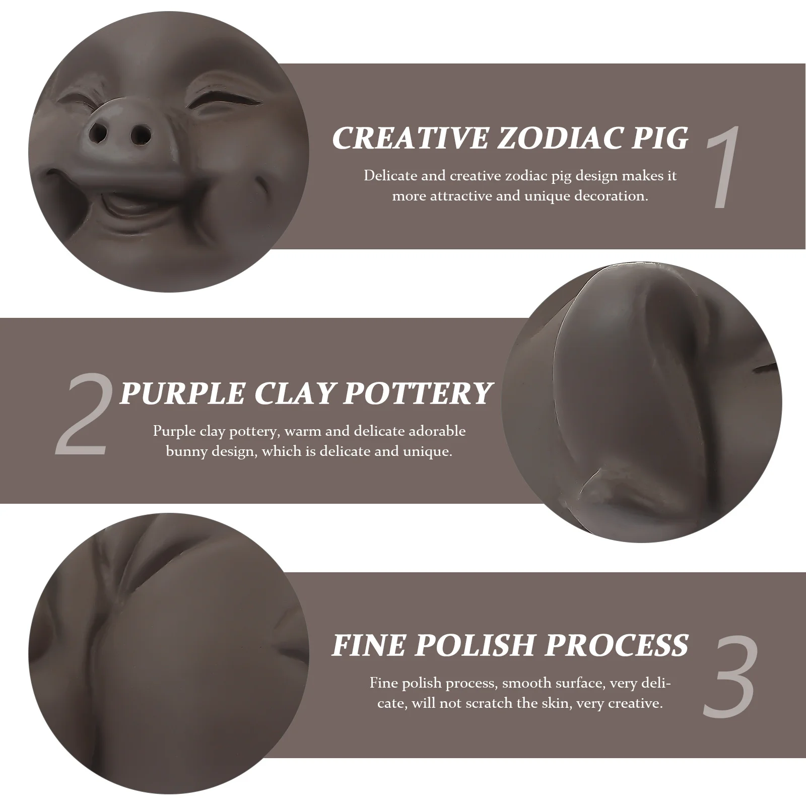 

Purple Clay Tea Pet Zodiac Pig Ornament Decoration Tea Room Desktop Table Creative Pig Decor Purple Clay Ornament