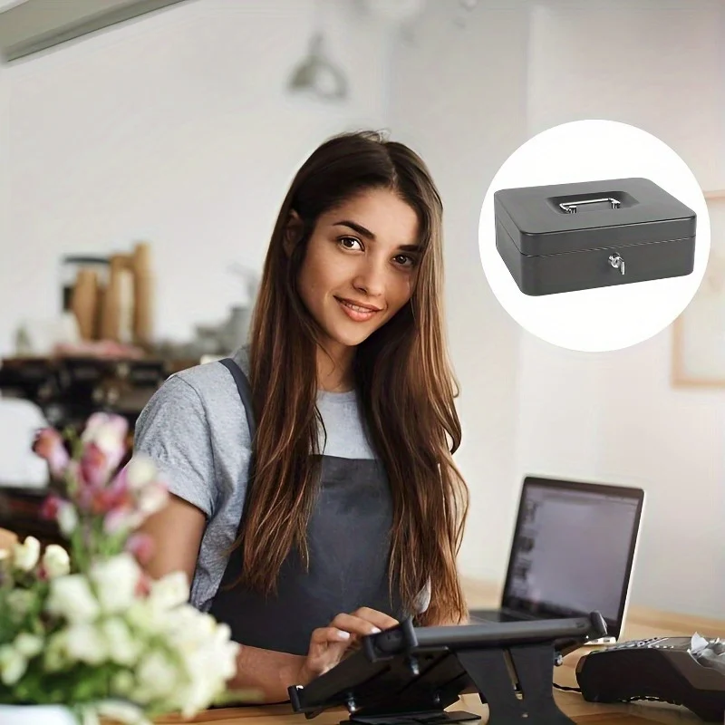 Portable Metal Cash Storage Box with 2 Keys To Unlock Cash Safe Box Home Store Hide Coins Money Jewelry Safe