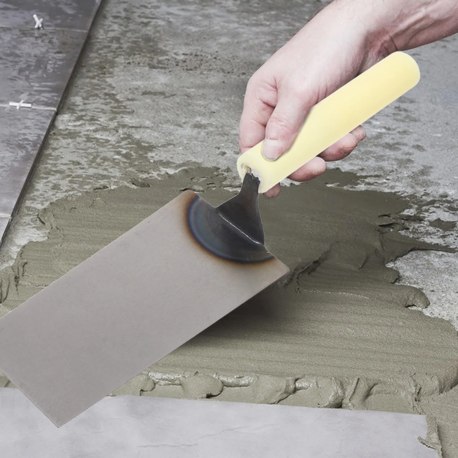 Coltello per intonacare cazzuola piatta in metallo per cartongesso curvo in cemento, strumenti per muratura, muratore