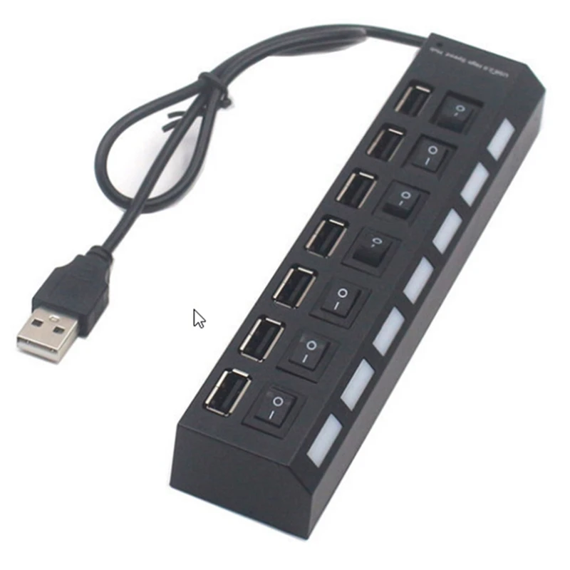 Usb Hub Extender 7 Port Docking Station 5 Pieces 7 Port Hub Black Andwhite Withswitch Light Hub
