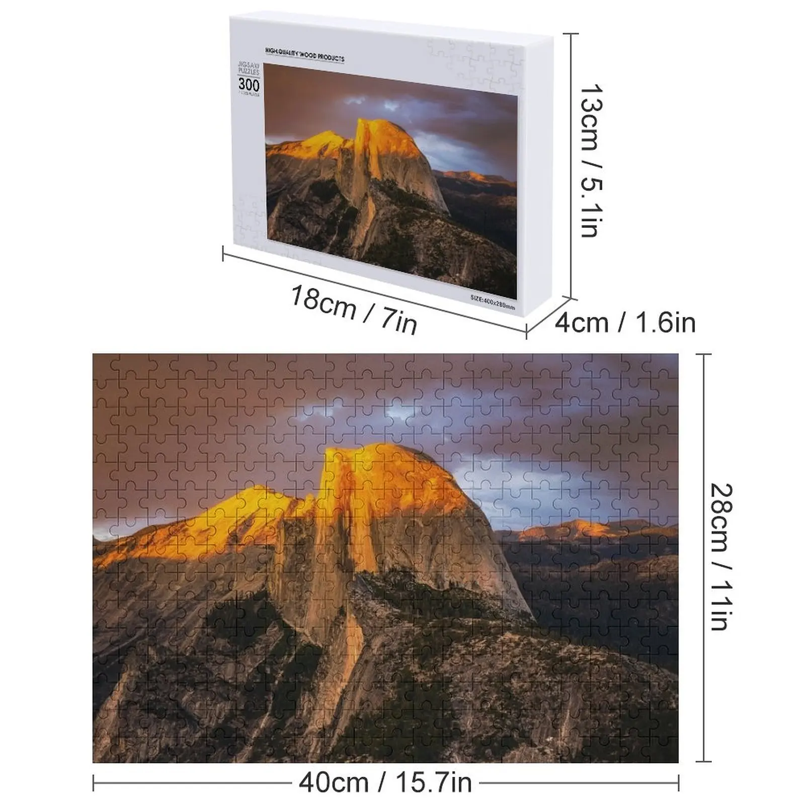 Lumière du soleil sur demi-dôme - Parc national de Yosemite au coucher du soleil en Californie Puzzle Iq Puzzle en bois pour adultes Puzzle
