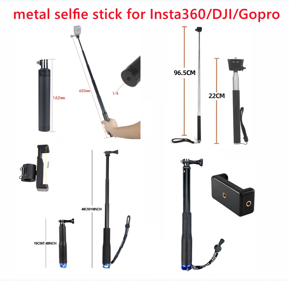 

Motorcycle Bicycle Bracket with Aluminum Alloy Monopod For Phones/Insta360 X5/X4 Air/X3/DJI OSMO Nano/Action 6 5 4