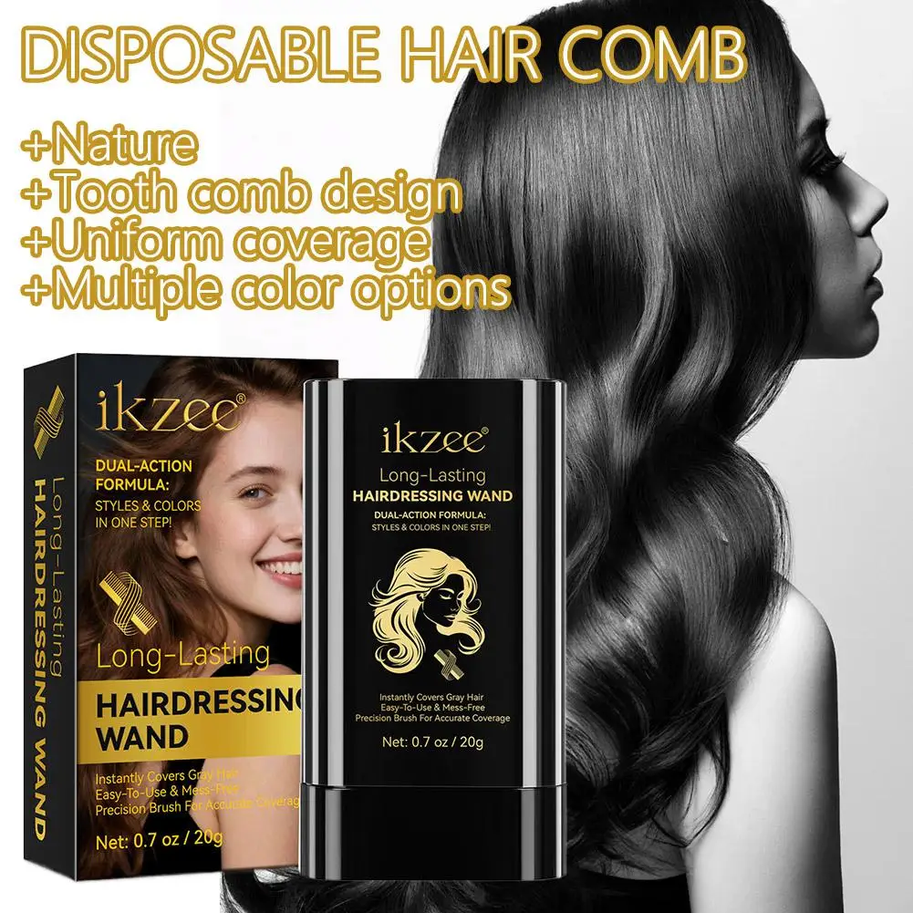 2in1 Hair Dye Stick with Comb Black Brown Long Lasting Temporary Hair Coloring Covered White Hairs Hairline Pen Washable