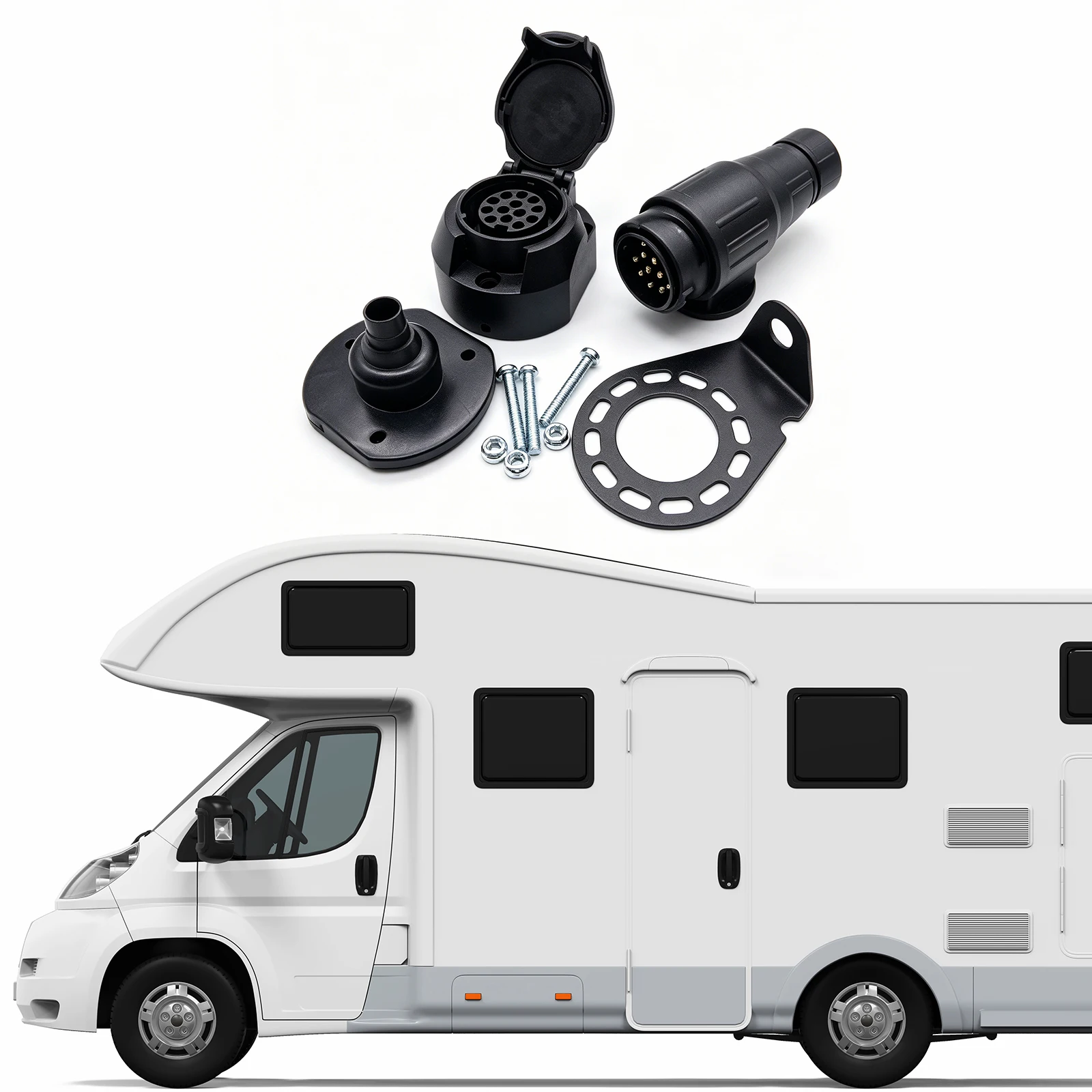 12V 13 Pin Trailer Connector Caravan Accessories Trailer Plug Socket Adapter Socket Plug Converter for Vehicle RV Car Truck