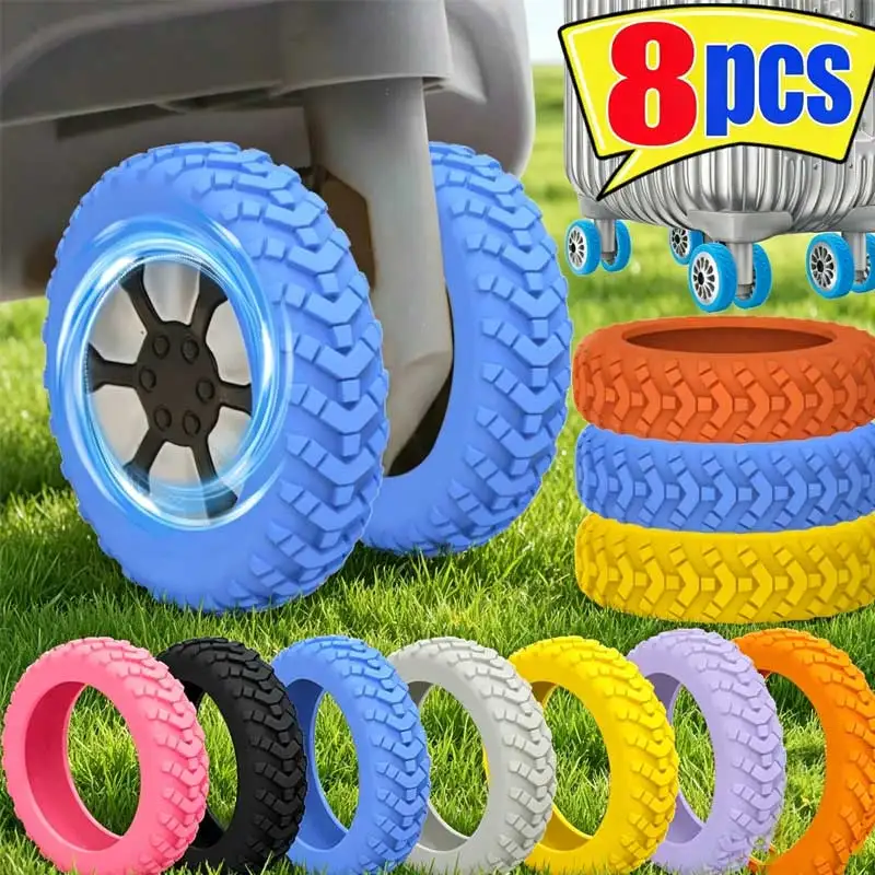 

Комплект из 8 силиконовых чехлов для колес багажа: бесшумные, шумопоглощающие, износостойкие защитные накладки для колес, предотвращающие шум при путешествиях