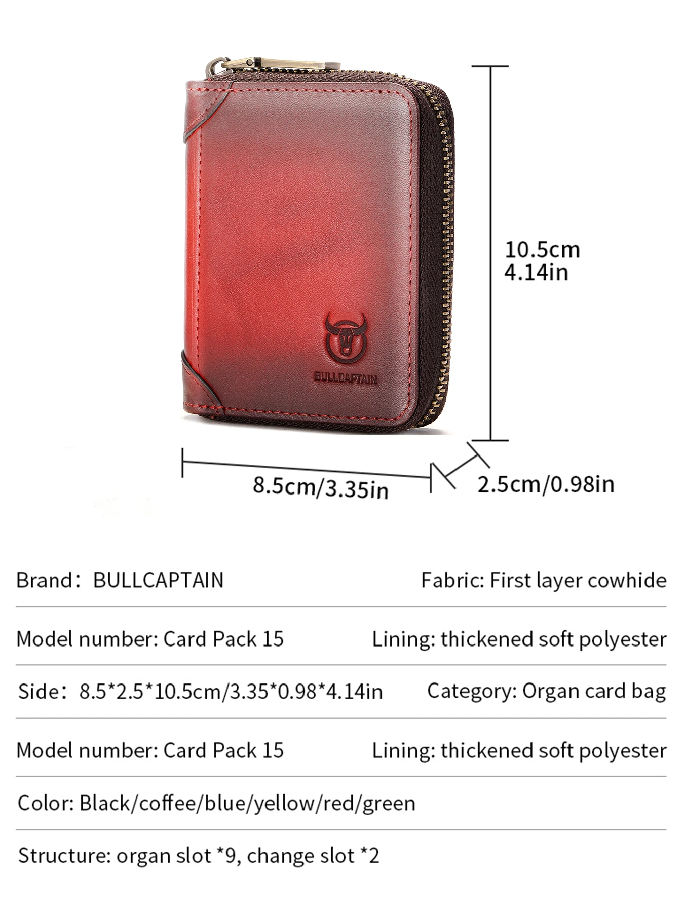 BULLCAPTAIN Men RFID Blocking Bifold Wallet Genuine Leather Card Holder Wallets with 11 Card Slots