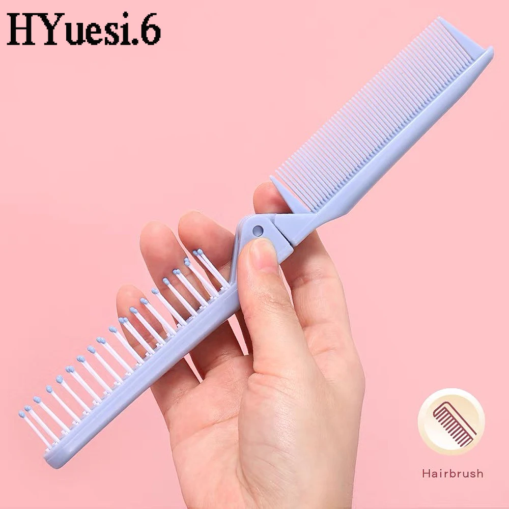 Peine plegable portátil 2 en 1, cepillo de pelo Antiestático de doble cabeza para mujeres y niñas, herramientas de peluquería de viaje