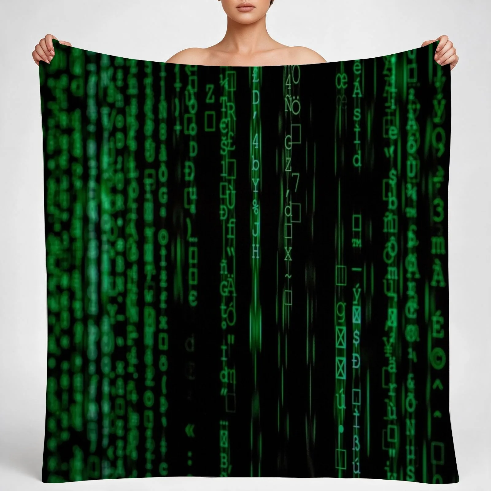 Stuck in the Matrix - Matrix code pattern Throw Blanket couch cozy soft plush fuzzy picnic outdoor blanket