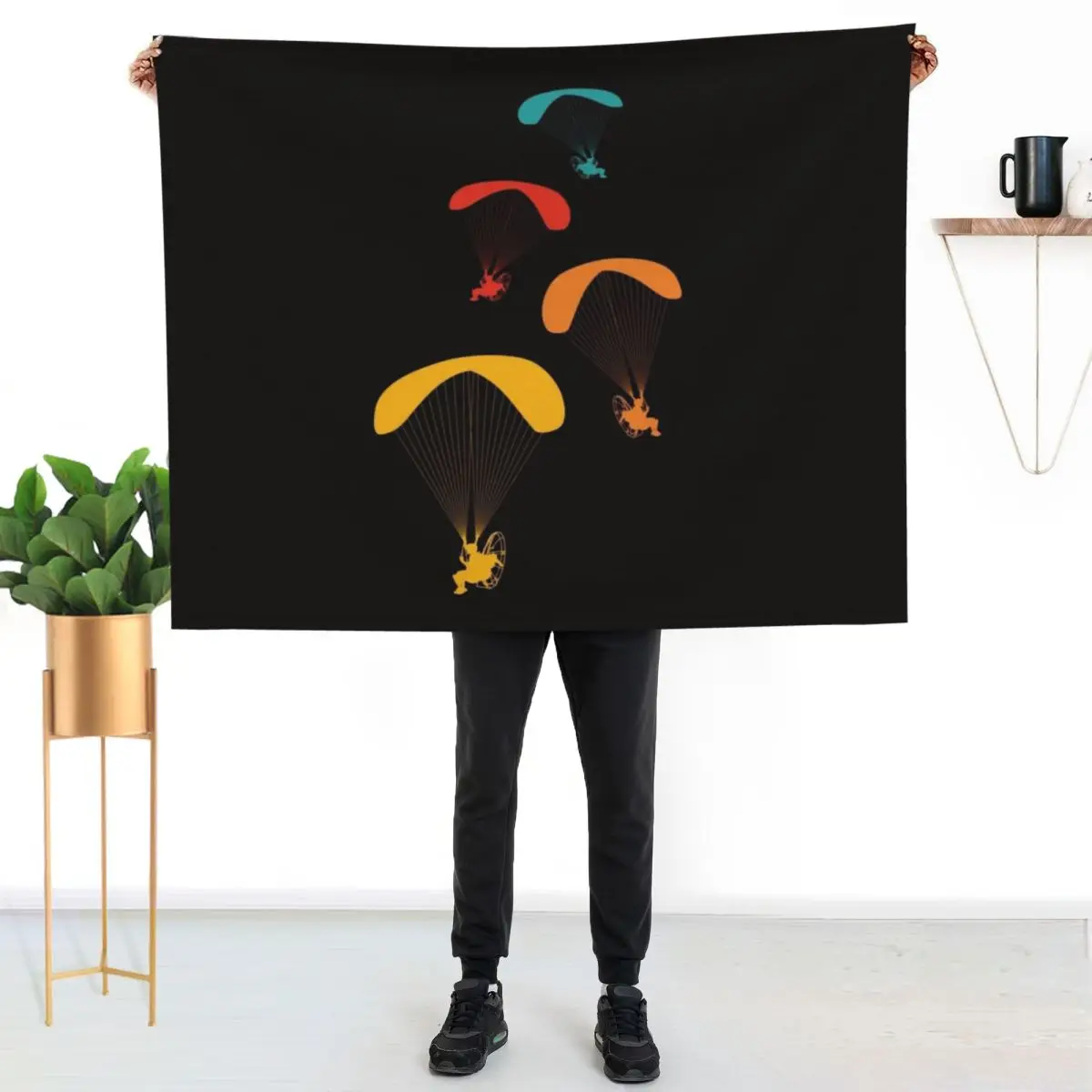 Vintage Paramotor Pilot Retro Paramotoring PPG Hang Gliding Throw Blanket Sofa Quilt Flannels Softest Soft Plush Plaid Blankets