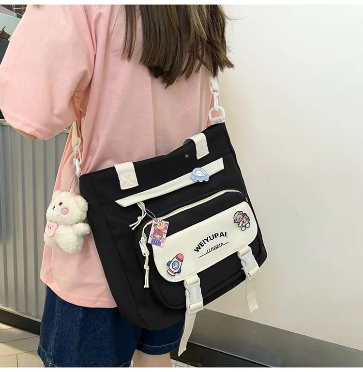 5pcs/set Kawaii Women Backpack Korean Cute Girl Bookbags Large Capacity Teenage Student School Bag Casual Canvas Travel Rucksack