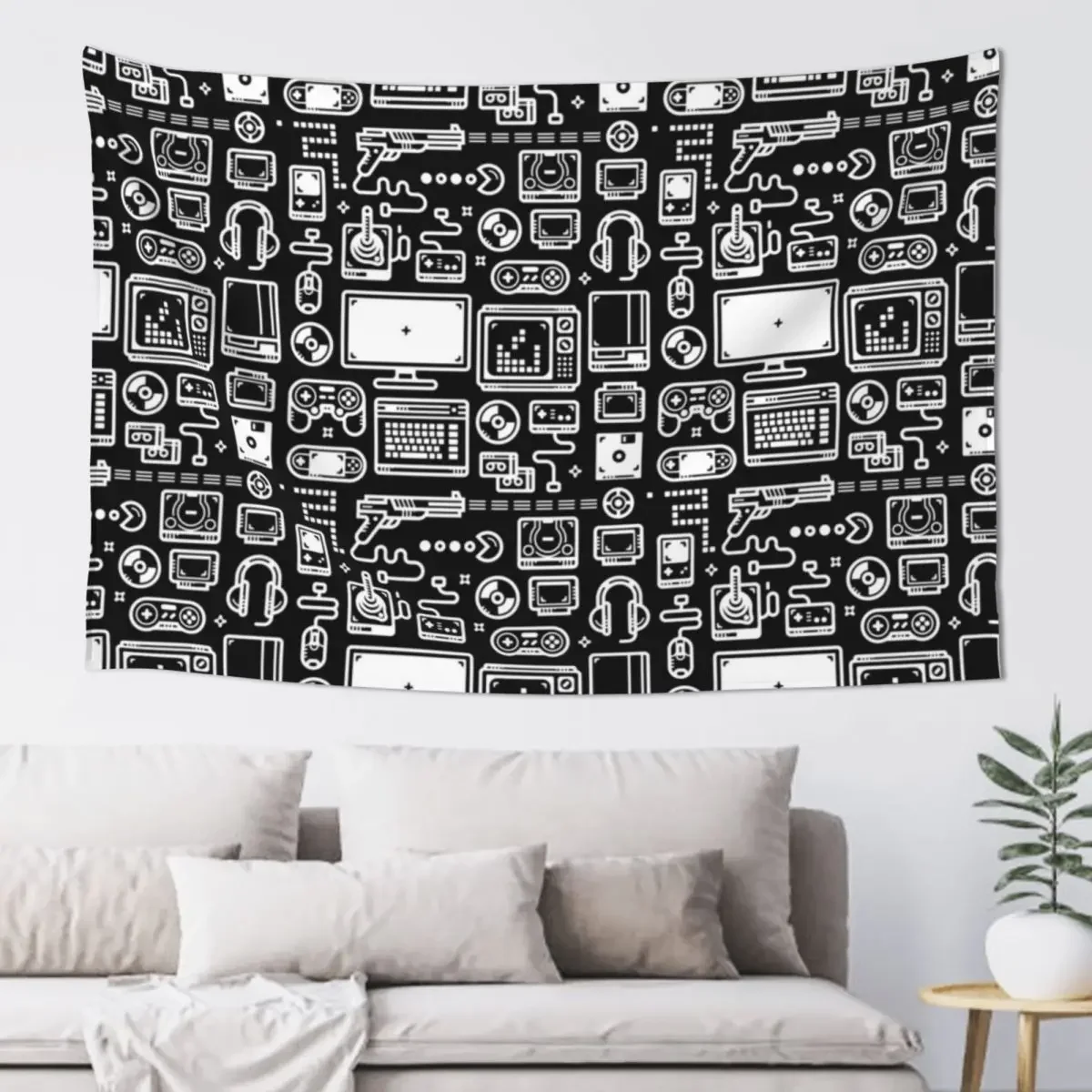 Retro Gamer Video Game Consoles, PC's, Controllers, Joysticks and Gamepads Tapestry Wallpaper Bedroom Decorations Tapestry