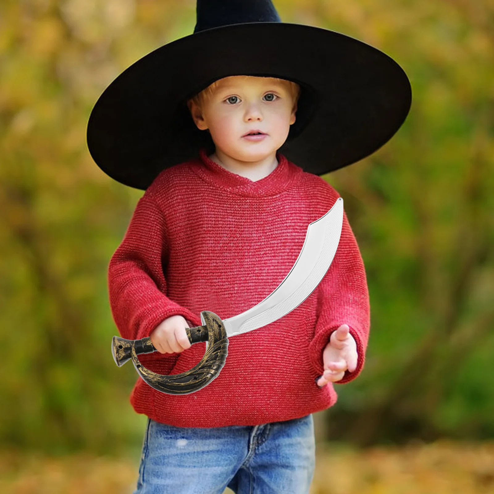 

1 Set Pirate Cosplay Sword Hoop Earring Prop Durable Training Sword For Halloween Party Masquerade Costume Role Play Accessory