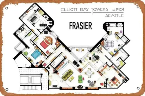 The Apartment From Frasier Poster Metal Tin Sign Retro Vintage Wall Decor