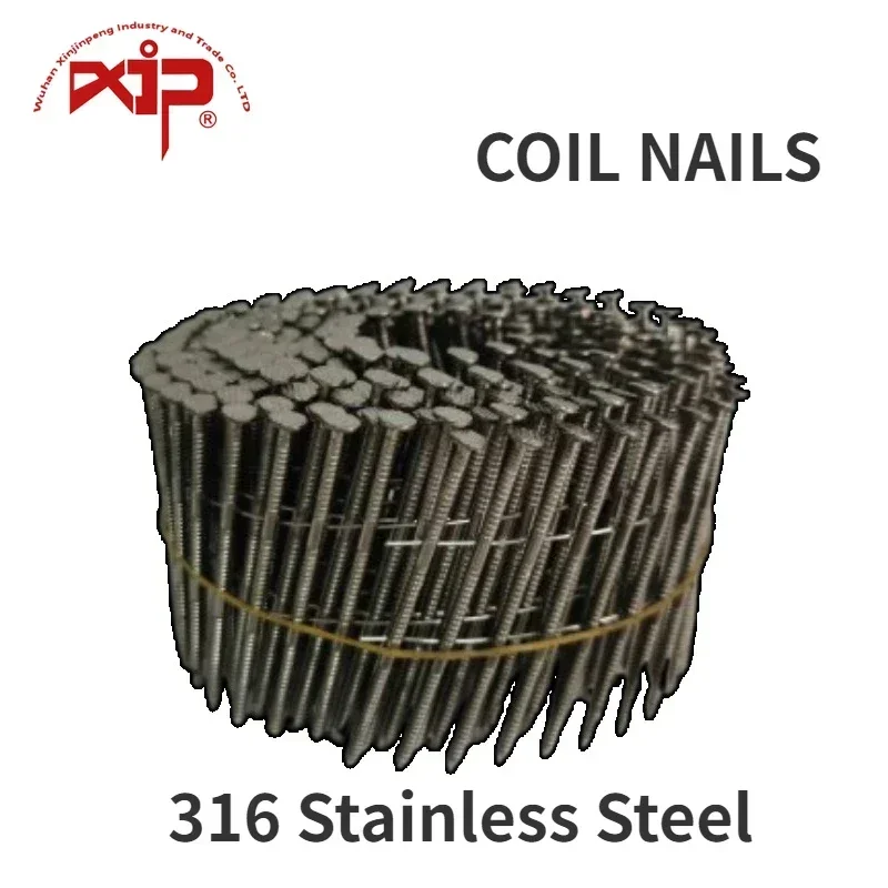 

316 Stainless Steel Coil Nail Ring Spiral Shank 15 Degree Wire Collated Nails Thread Coil Siding Nails for Outside Woodworking