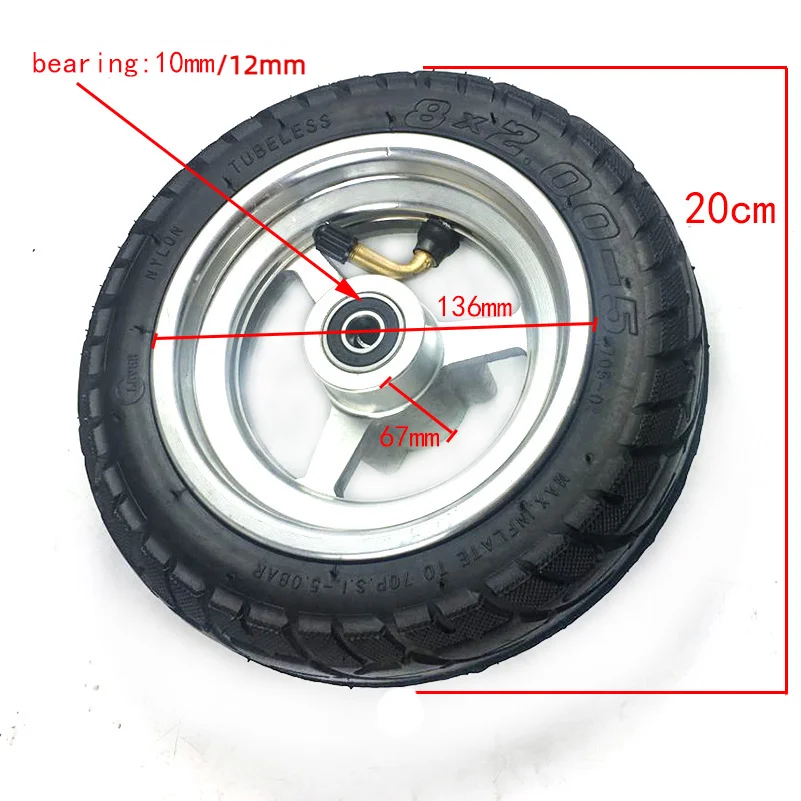 8 inch Inner Outer Tire With wheel hub 8x2.00-5 Wheel for Electric Scooter Baby Trolley Motorcycle Kugoo S1 S2 S3 C3 Mini Bike