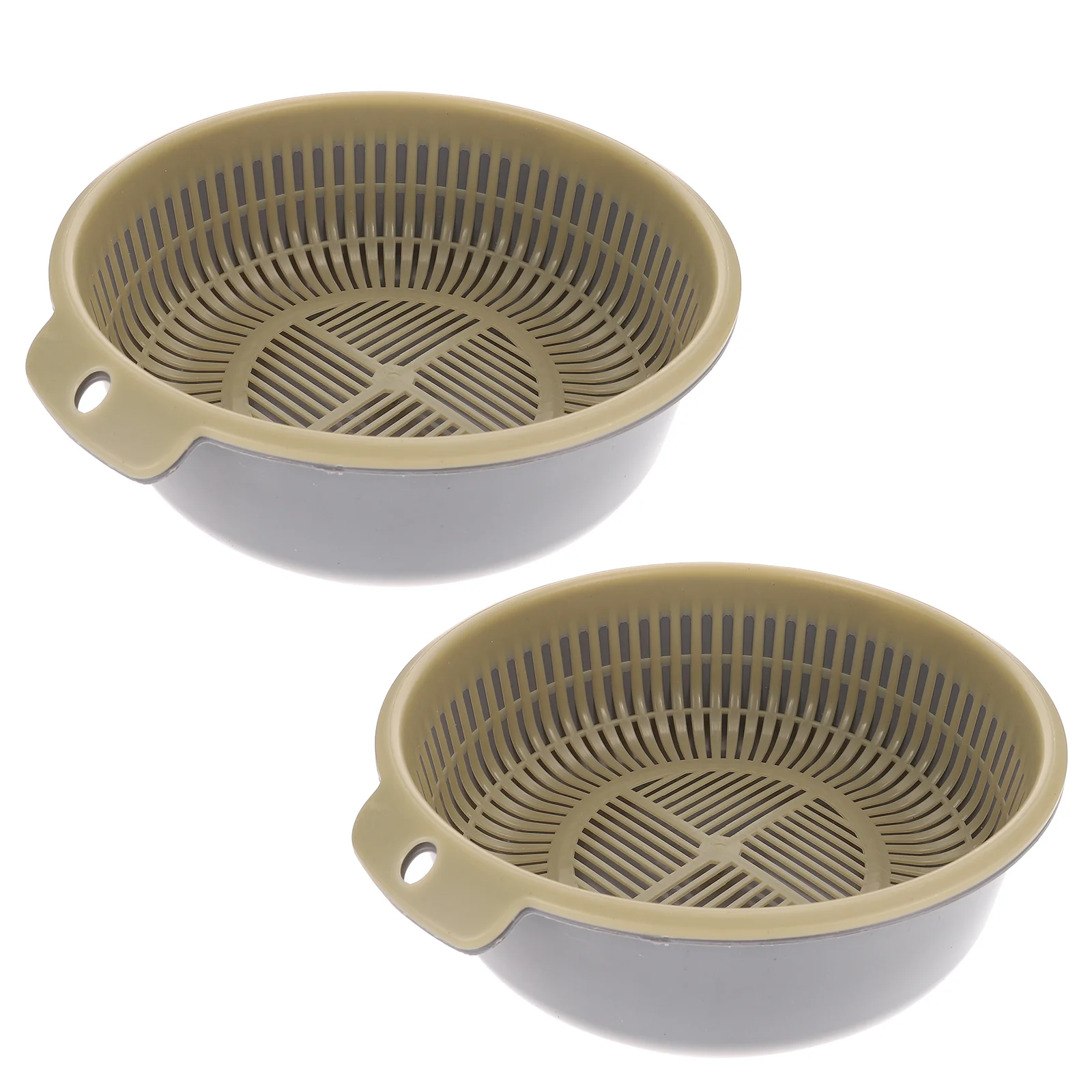 2 Pcs Two Tier Drainer Basket Food Container Strainer Washing Laundry Baskets Draining Double-layer Round