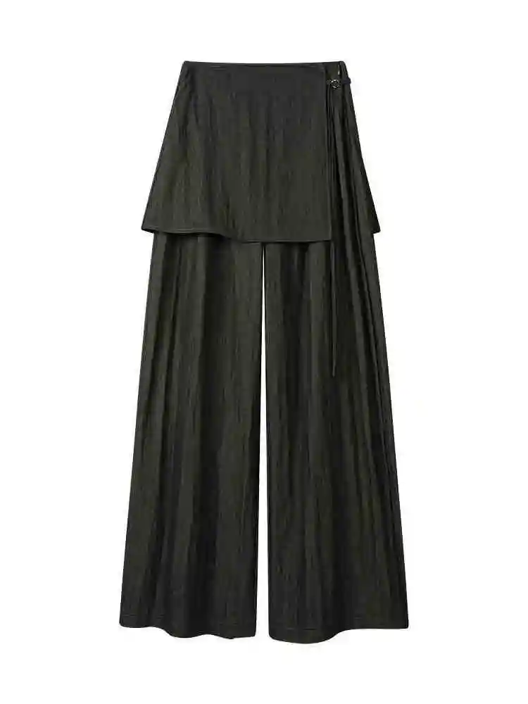 กางเกงทำงานทรงตรงลำลองไซส์ใหญ่ เอวสูงขายาว สไตล์เกาหลี แต่งผ้าแบบแพทช์เวิร์ค สำหรับสาวอวบ  แบบส่วนตัว