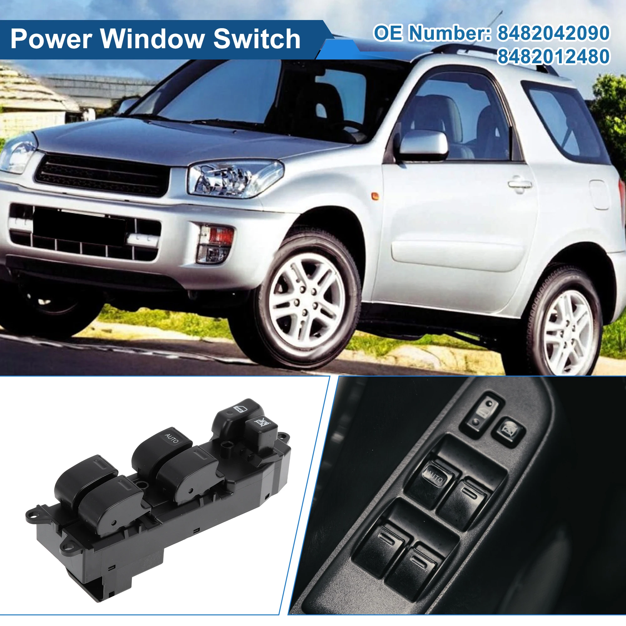 

UXCELL Front Left Driver Side Power Window Switch for Toyota RAV4 01-05 No.8482042090