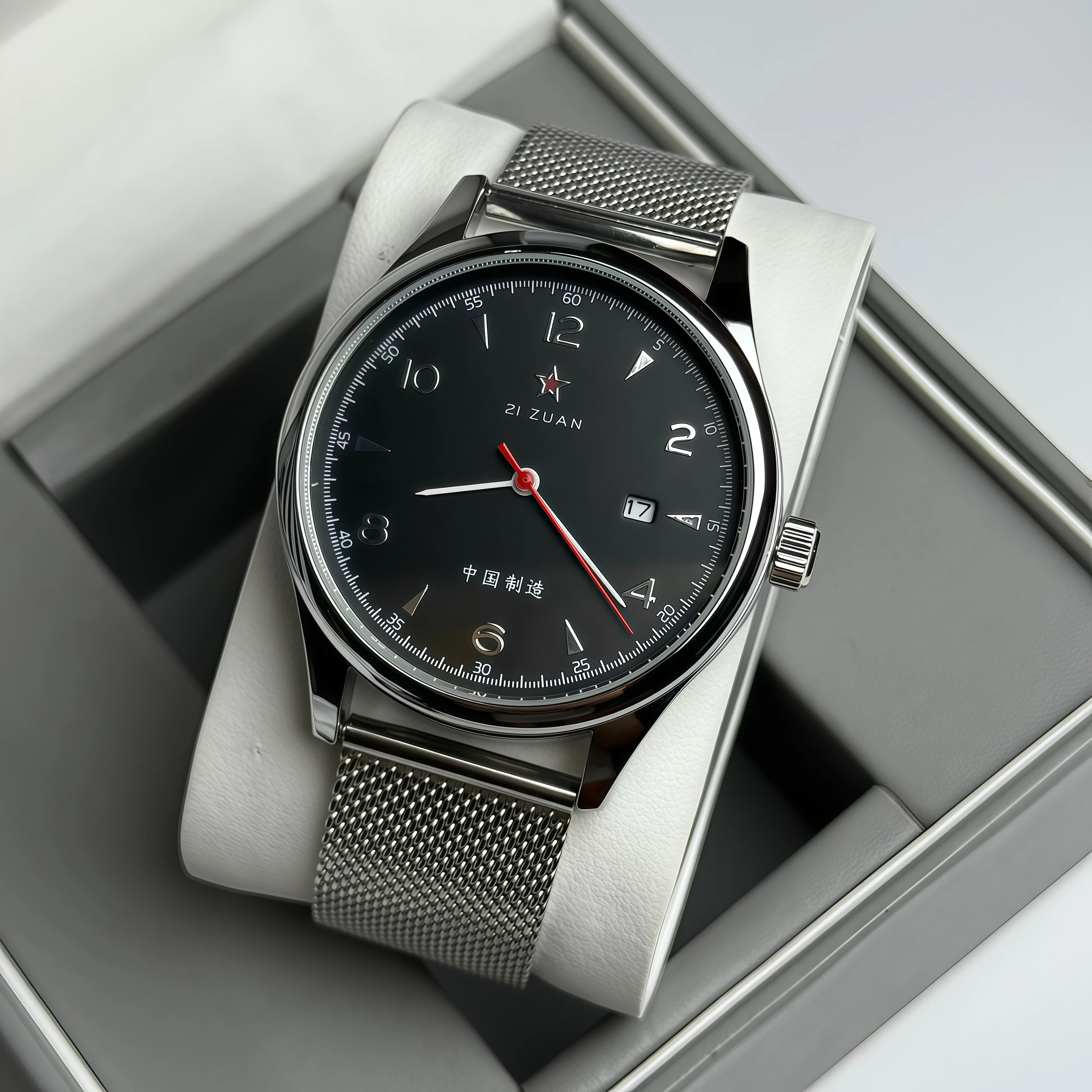 New 1963 Men's Pilot Watch 41mm Retro Gold Classic Sweep Second Stainless Steel Leather Strap Sport Fashion Men's Watch