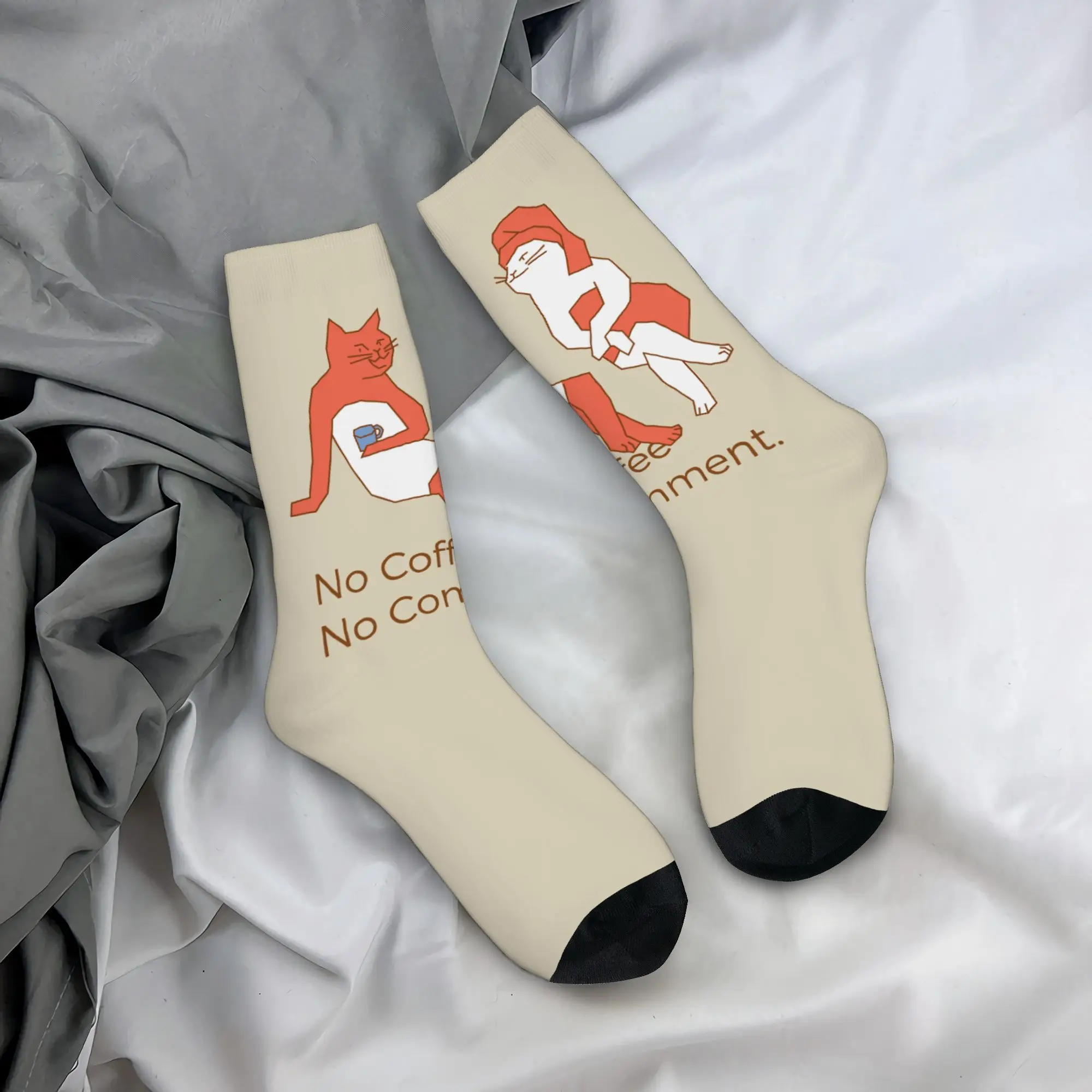 Custom Cute The Cat Need Coffee Socks Women Men Warm 3D Printed  Football Sports Socks