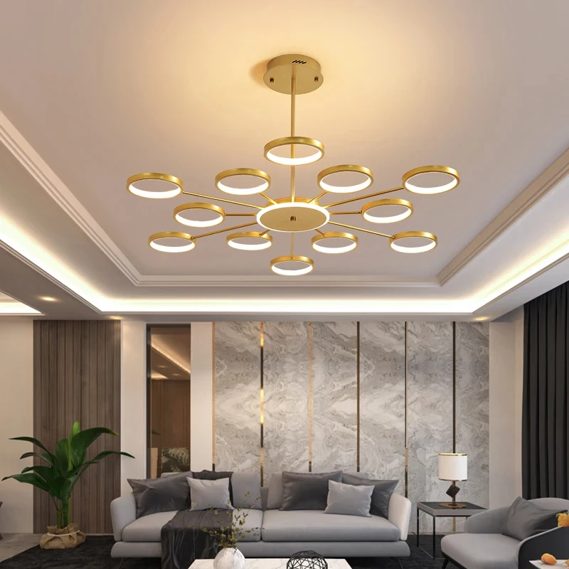 Modern gold/black LED indoor living room lights, dining room and bedroom pendant lights, household decorative lighting fixtures