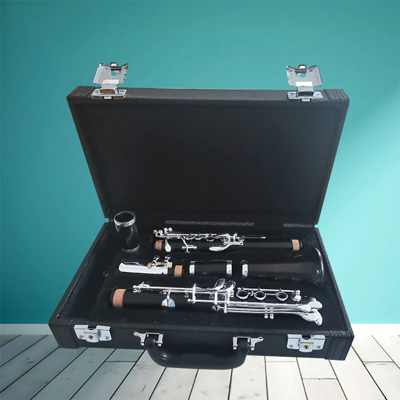 Ebony Clarinet Black Woodwind A Tone 18 Keys Wood Professional Clarinet Musical Instruments with Leather Case Nickel Silver Key