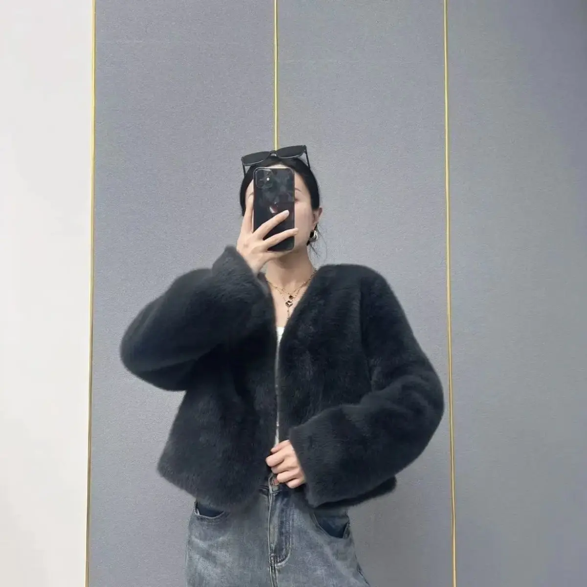 New Rabbit Fur Imitation Fur Coat Women\'s Mink Fur Coat Short and Versatile Internet Famous Plush Coat