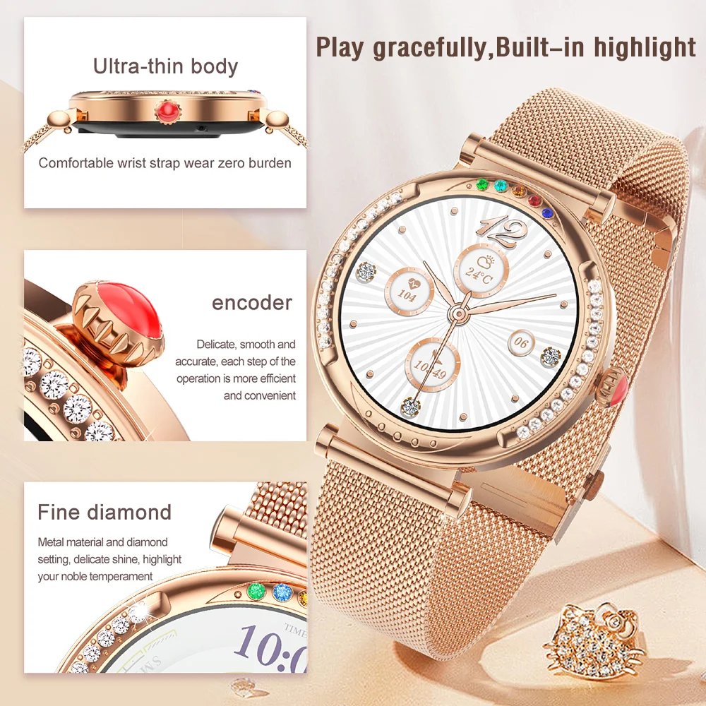 For Android Xiaomi Smart Watch Women Heart Rate Sports Fashion Ladies Bracelet Bluetooth Call Waterproof Smart Watch 2024 New