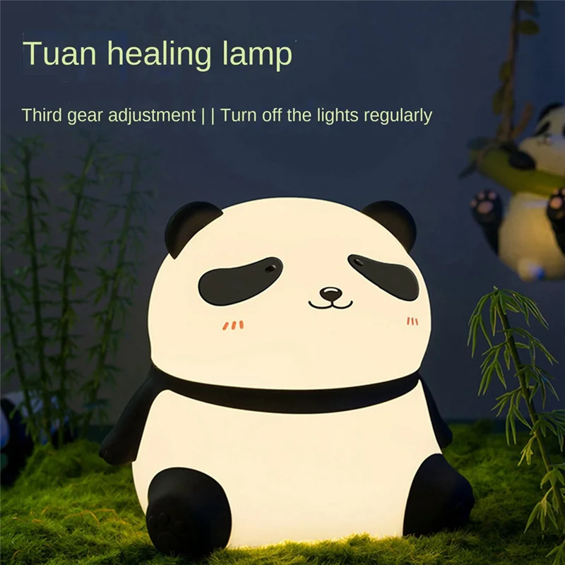 BAAG-لطيف الباندا LED ضوء الليل سيليكون USB قابلة للشحن الموقت أباجورة غرفة ديكور الأطفال ضوء الليل هدية