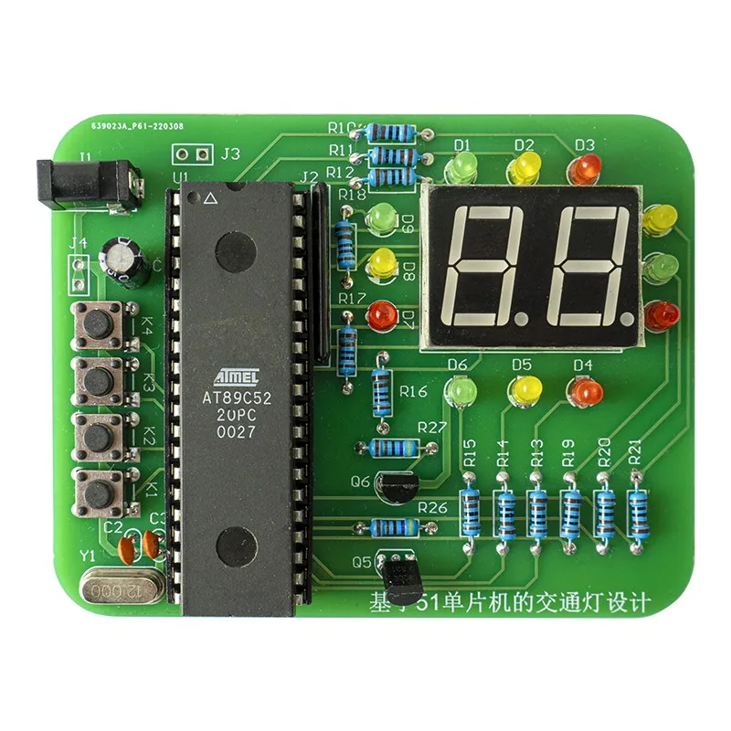 51 microcontroller sinal de tráfego kit eletrônico diy treinamento prático peças solda para construir