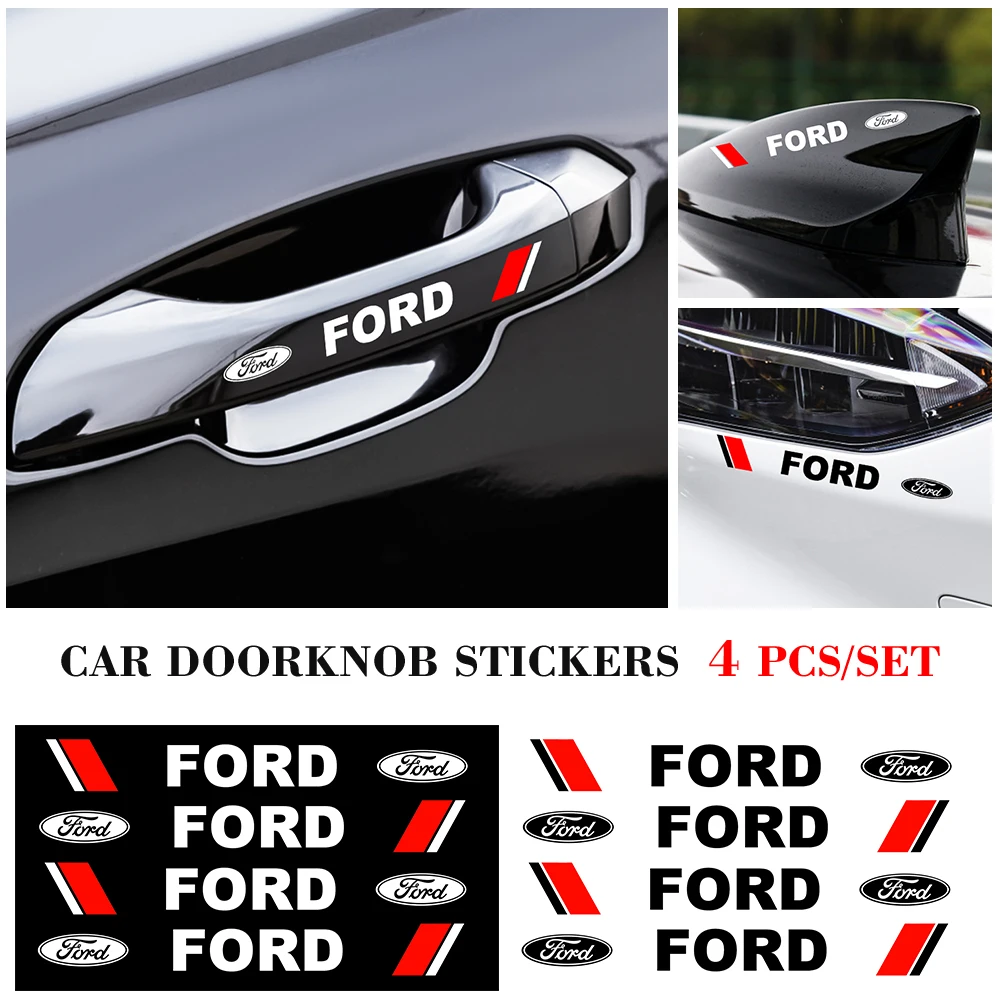 4Pcs Car Handle Sticker Logo Stripe Car Decal Vinyl PVC Sticker For Ford Focus MK2 MK3 Mondeo Escape Kuga Accessories Decoration