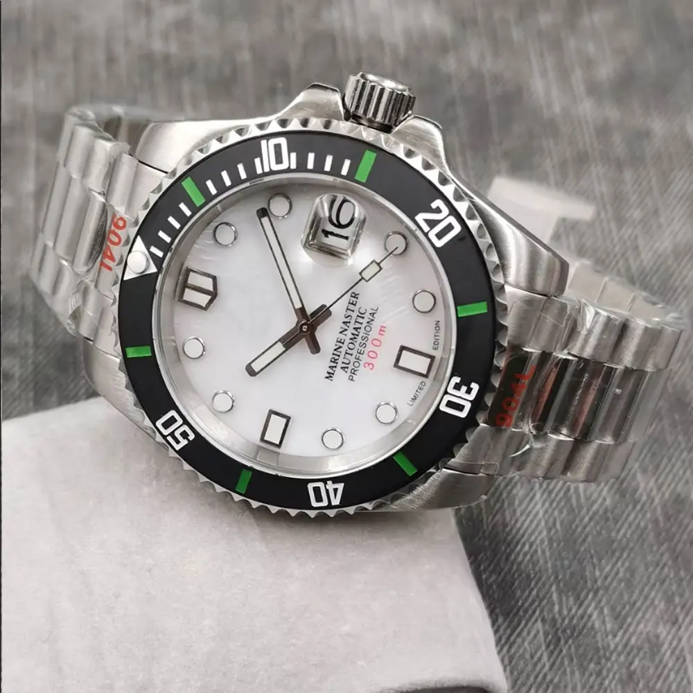 40 مللي متر شعار ساعة مخصص للرجل فاخر ساعات آلية أوتوماتيكية الغوص مقاوم للماء الياقوت مضيئة السيراميك الحافة 120 نقرة #3