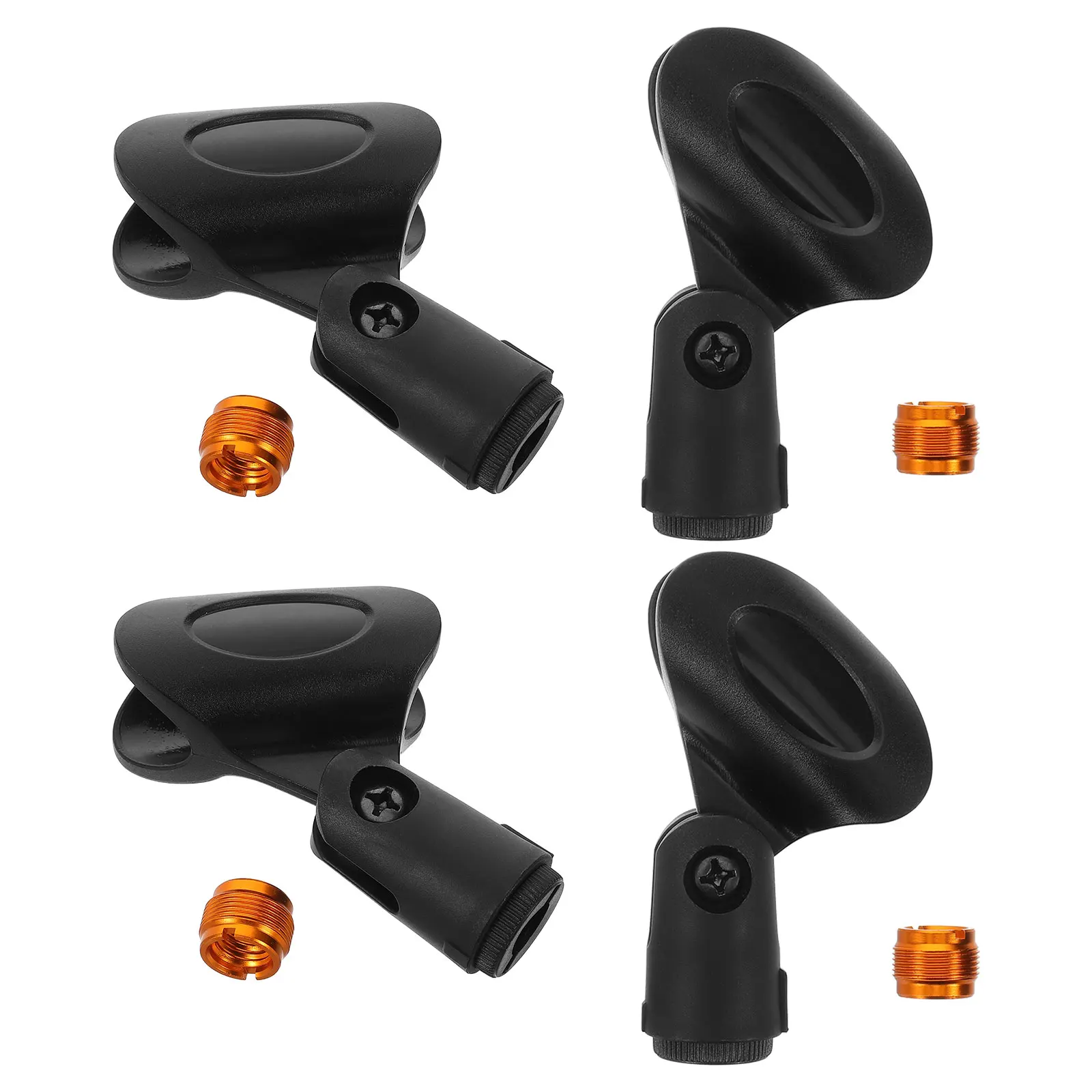 4 conjuntos de clipe de microfone suporte portátil com adaptador acessórios clipes universais braçadeiras de plástico ajustáveis para antiderrapante