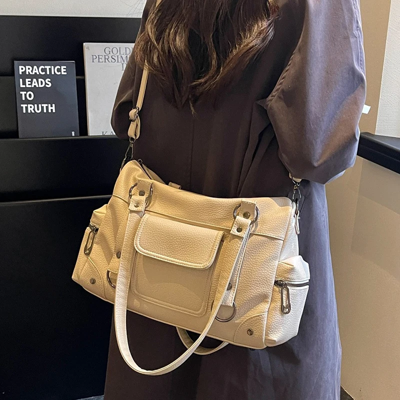 Umhängetasche mit mehreren Taschen, Damen-Einkaufstasche mit großem Fassungsvermögen, lässige Vintage-Tragetasche, leichte, vielseitige Einkaufshandtasche für den Arbeitsweg – Detail 22