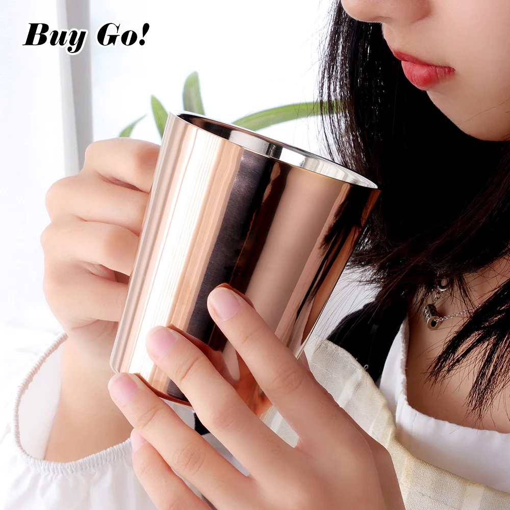 1/2PCS Double Wall Stainless Steel Coffee Mug 300ml Portable Rainbow Cup Travel Tumbler Milk Tea Cups Double Office Water Mugs