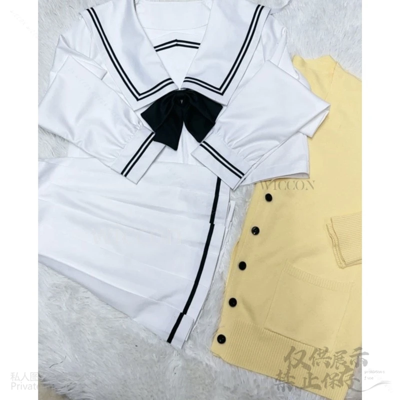 Muko Aoi MIYUKI JK 교복 스웨터, 원피스 가발, Galgame 코스프레, You Me and Her: 러브 스토리 코스튬 애니메이션 맞춤형