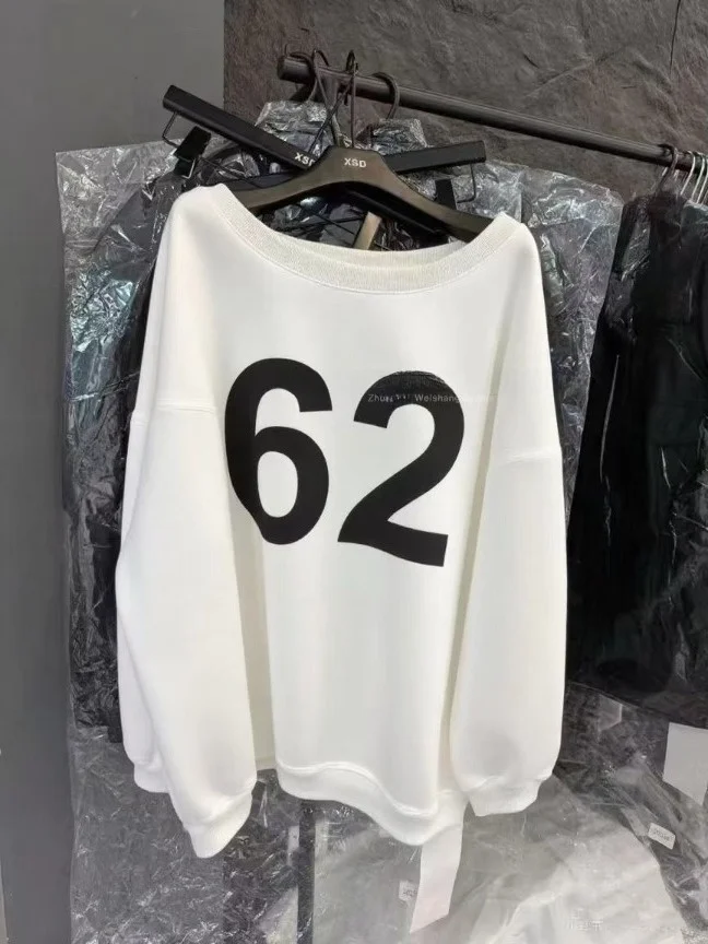 Outono inverno novo sle americano casual solto carta impressão oulder longo sve hoodie feminino topo faion versátil confortável