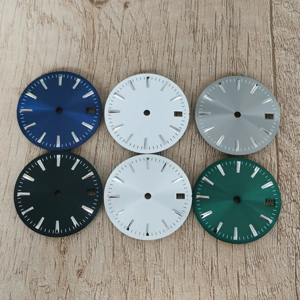 

Green Blue 28.5mm Watch Dial Modified Watche Accessories Watch Dial Stripes Sunburst Simple Watch Face for NH35/364R/7S Movement